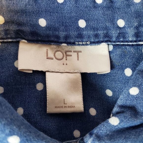 Loft Polka Dot Button Down Shirt Size L - Picture 5 of 7